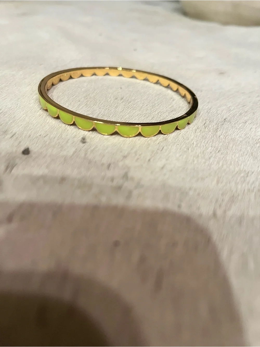 kate spade Gold Tone Scalloped Lime Enamel Bracelet - Picture 2 of 3
